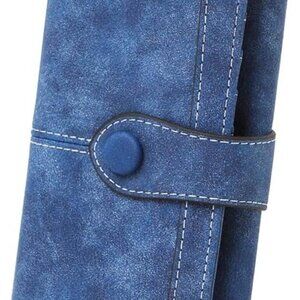 Women's Vegan Leather 17 Card Slots Card Holder Long Big Bifold Wallet